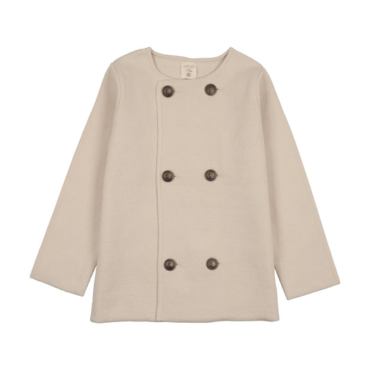 Double Breasted Knit Blazer- Wheat