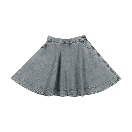 Stone Wash Denim Flared Skirt