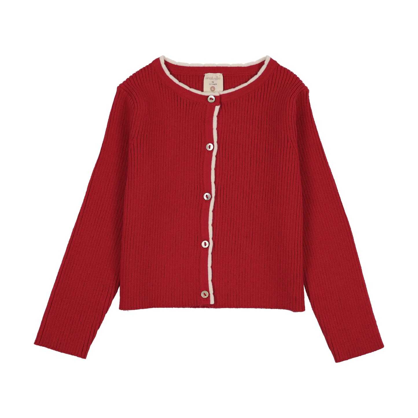 Scallop Red Ribbed Cardigan