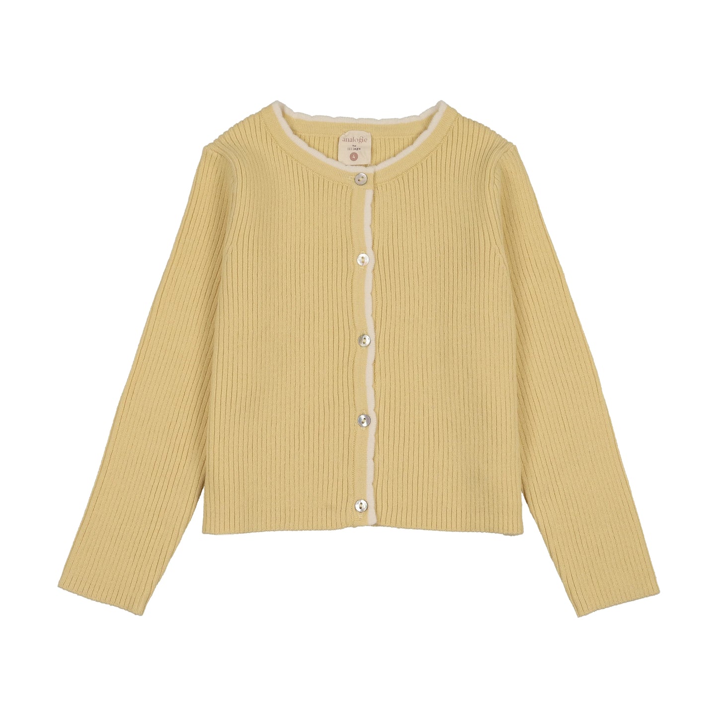 Scallop Yellow Ribbed Cardigan