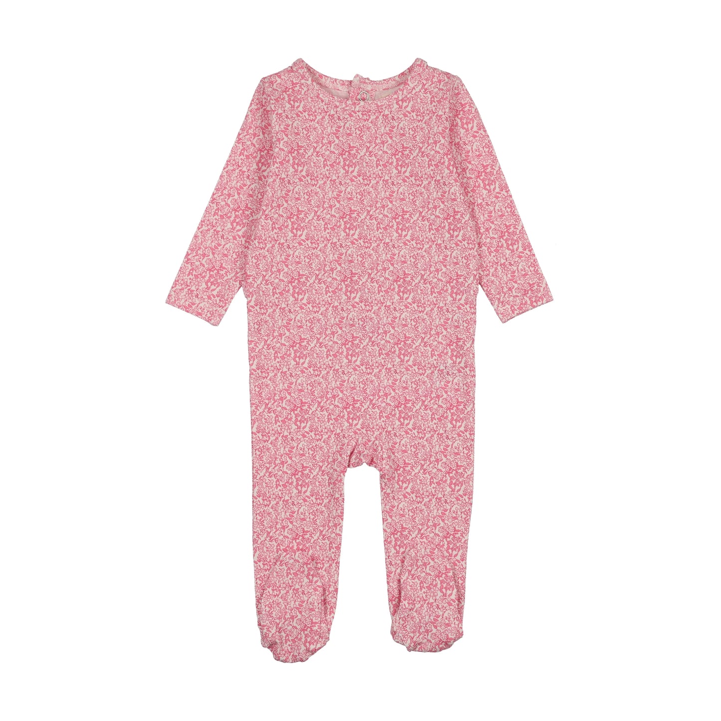 Bright Pink Mini Floral Girl Scouts Footie Set with Beanie