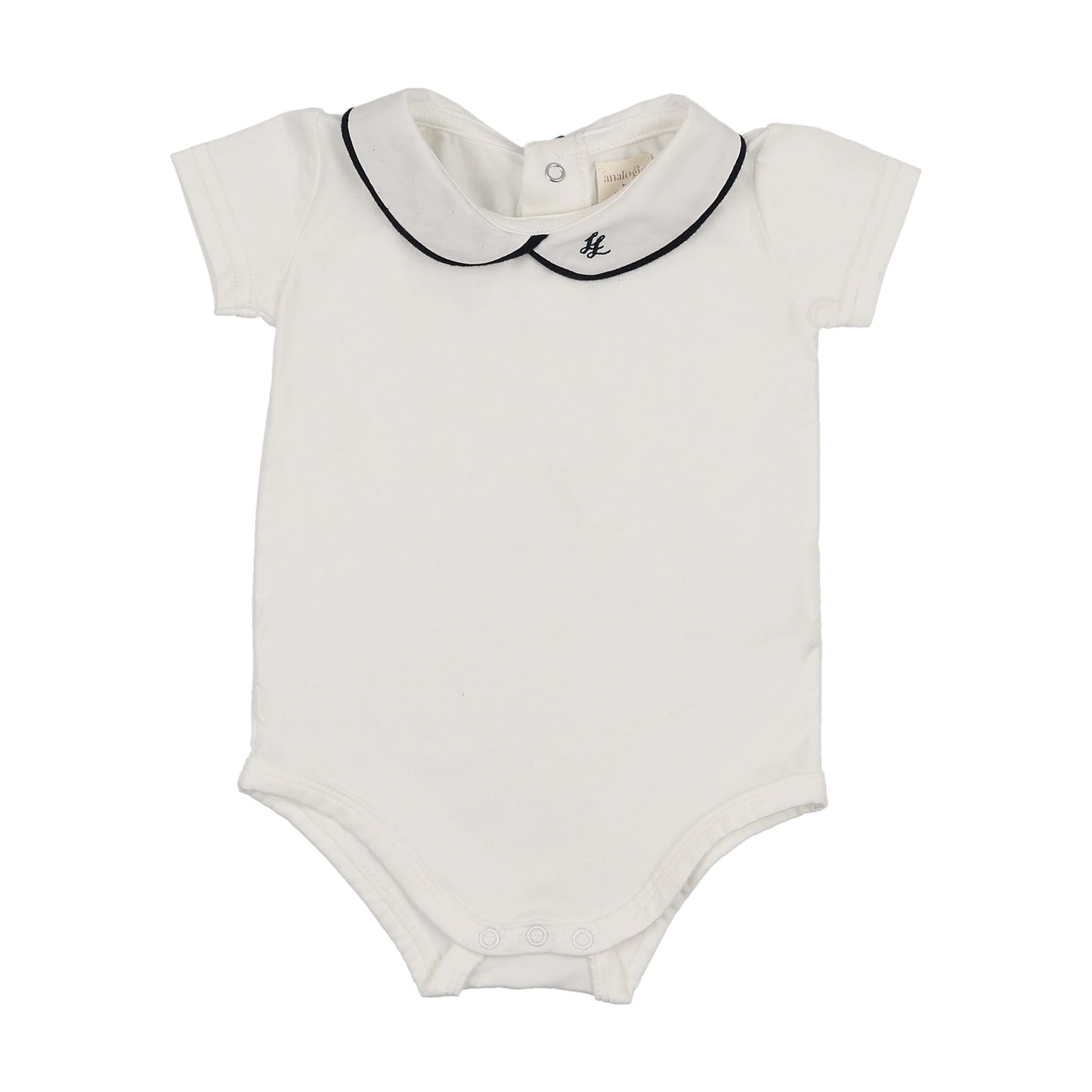 White/Navy Peter Pan Onesie with Piping
