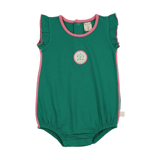 Boating Crew Girls Romper- Electric Green