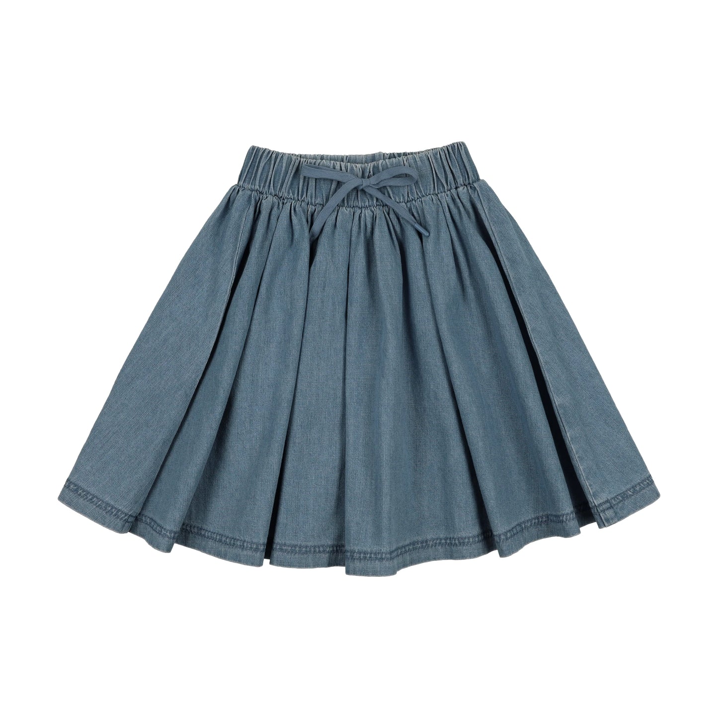 Denim Drawstring Skirt - Mid Blue Wash