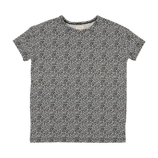 Classic Printed Tee SS- Black Mini Floral