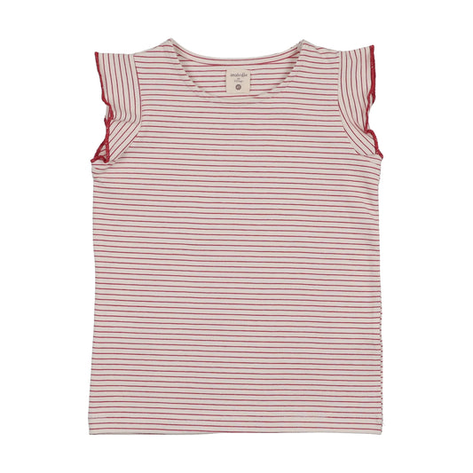 Denim City Flutter Tank- Red Stripe