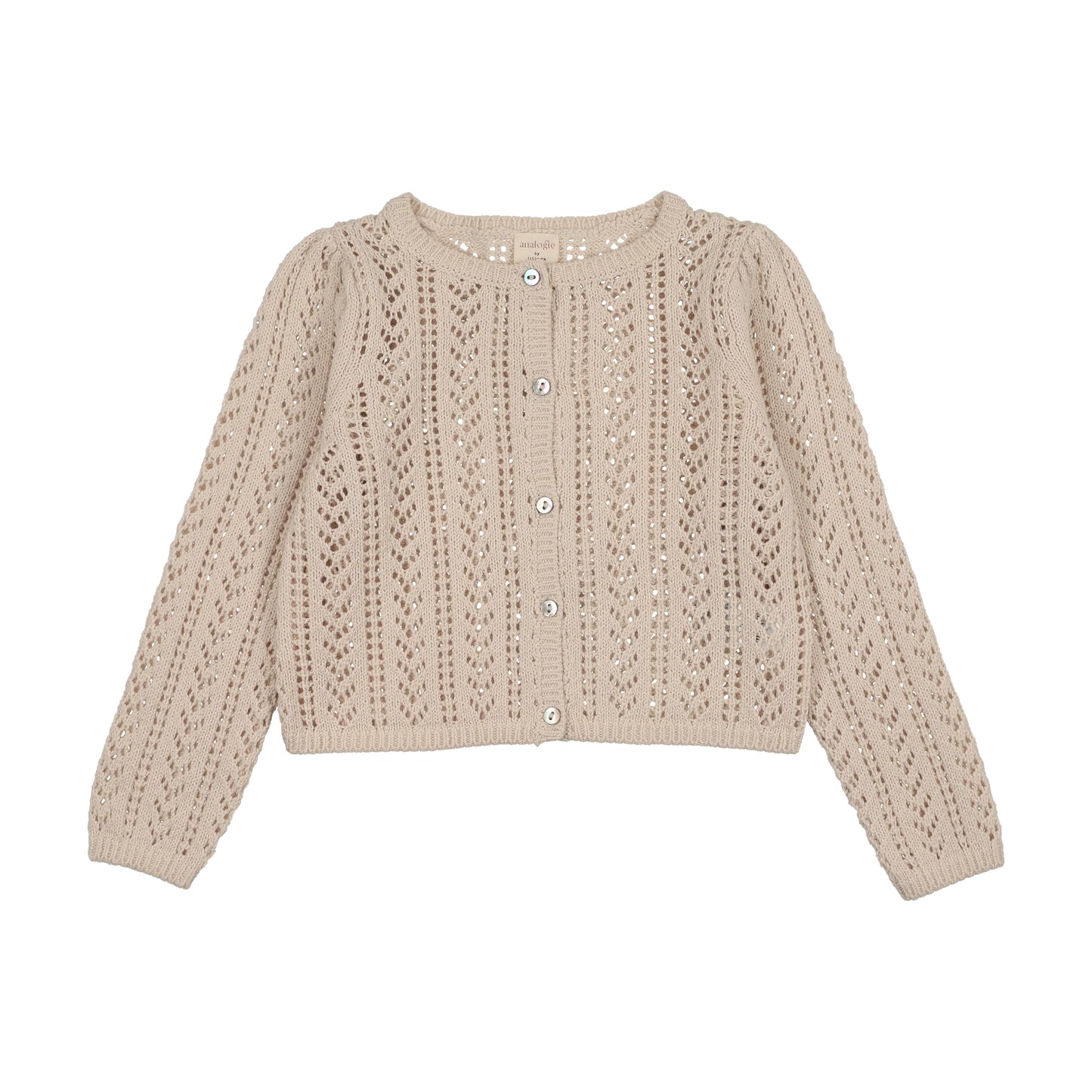 GIrls Wheat Pointelle Cardigan