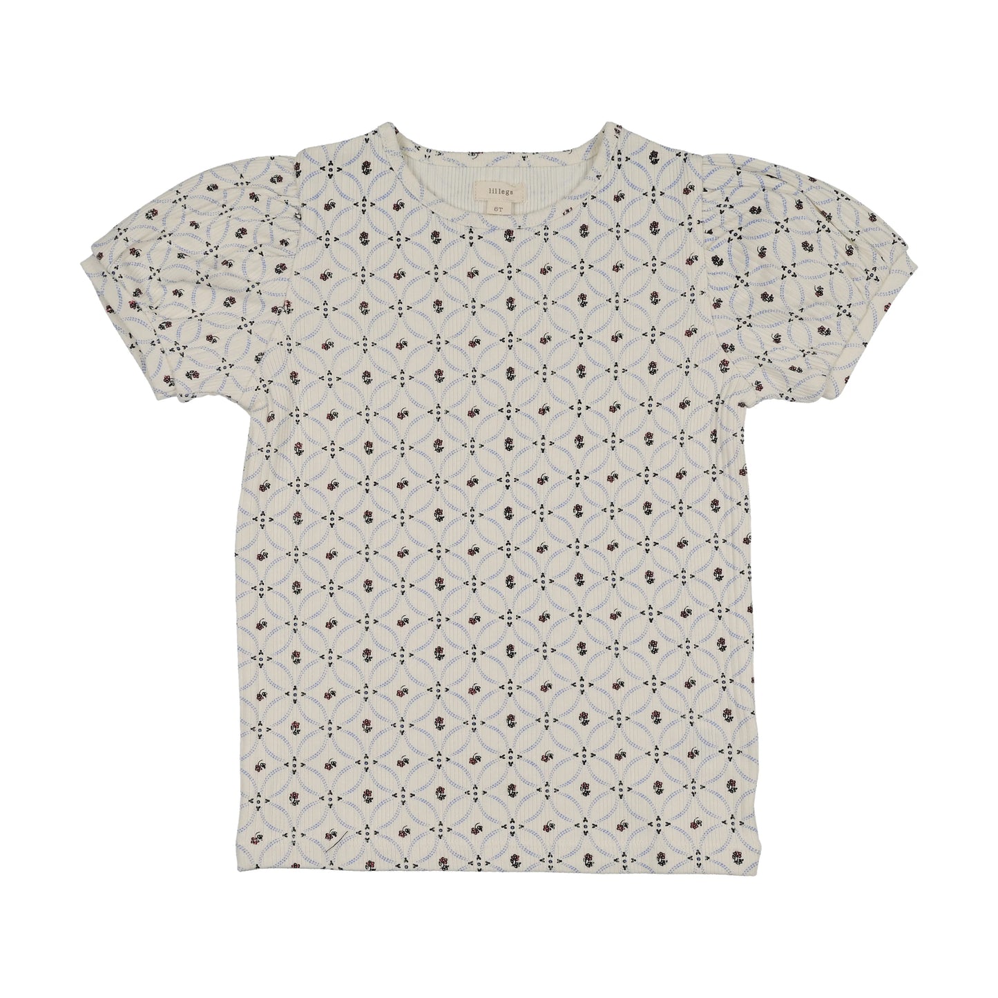 Puff Sleeve SS Tee- Floral Interlock