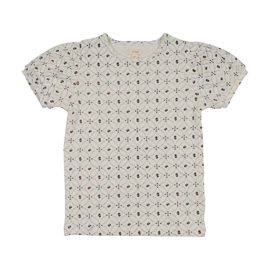 Puff Sleeve SS Tee- Floral Interlock