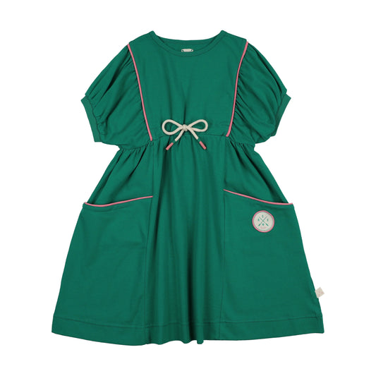 Boating Crew Short Sleeve Dress- Electric Green