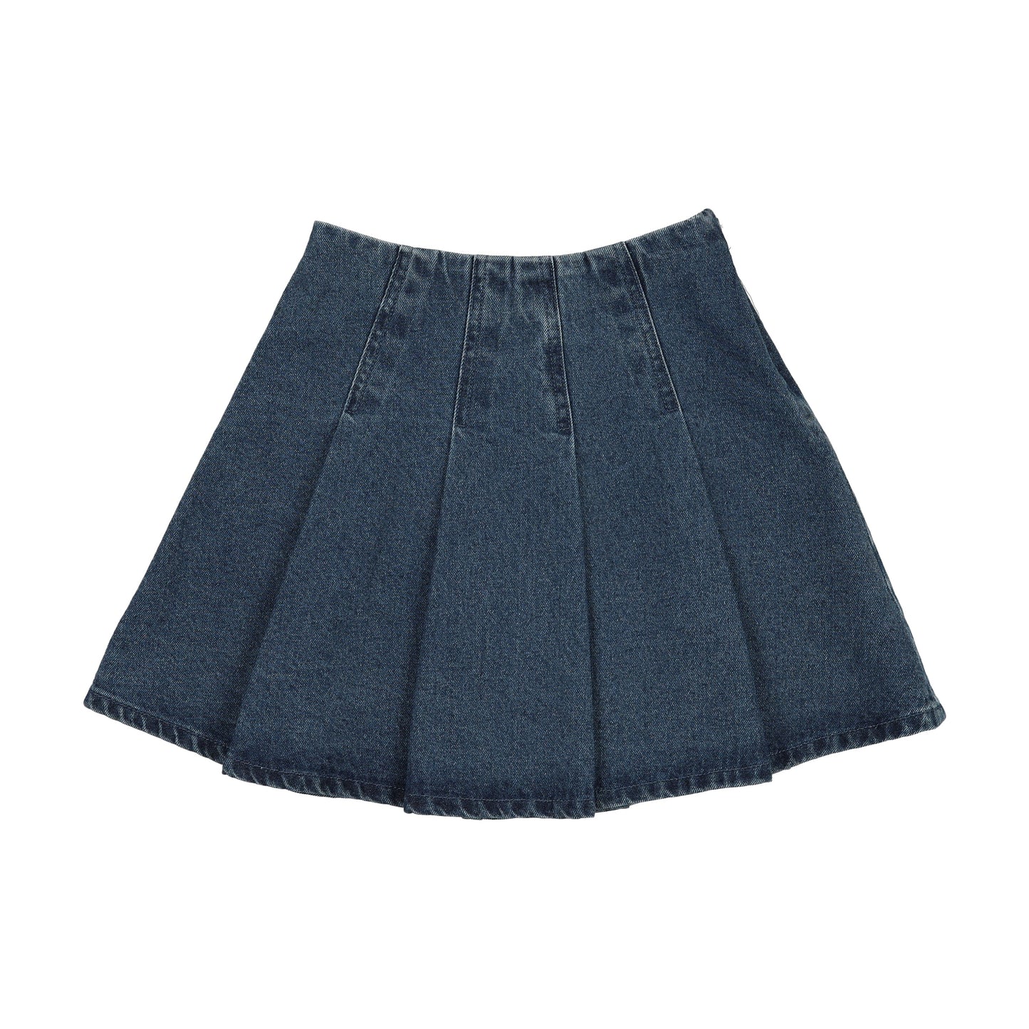 Pleated Denim Skirt- Blue Denim