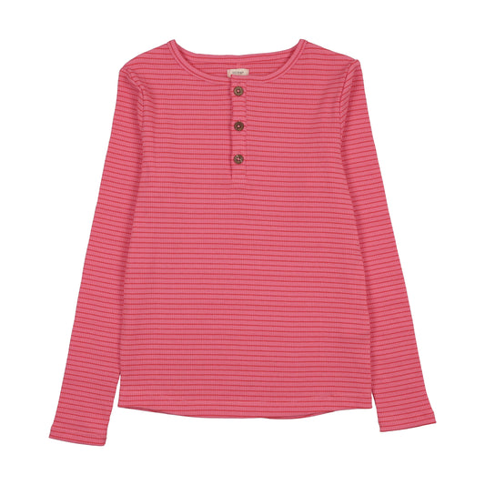 Basic Stripe Henley - Pink/Red