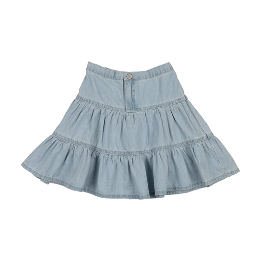 Denim Tiered Skirt- Light Wash