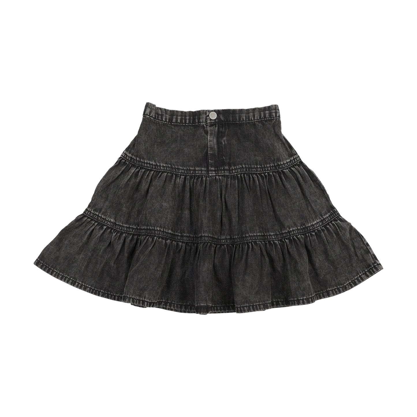 Denim Tiered Skirt- Black Wash