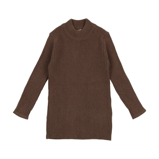 Knit Mock Neck Brown