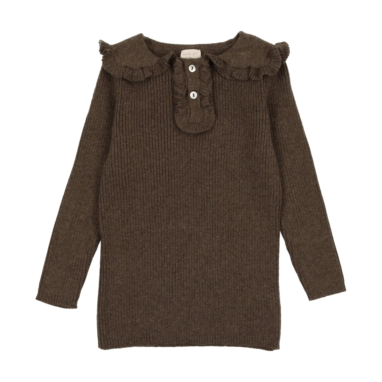 Girls Knit Polo Heather Brown