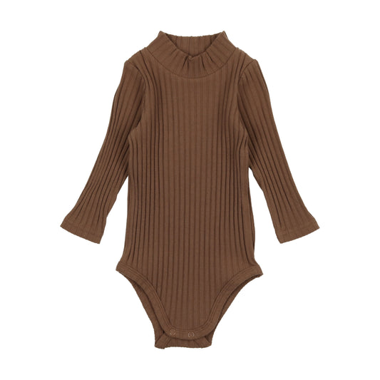 Ribbed Mockneck Onesie Camel