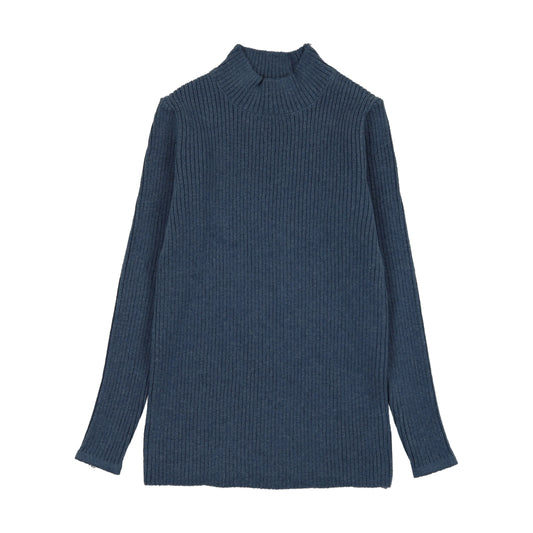 Knit Mockneck- Vintage Blue