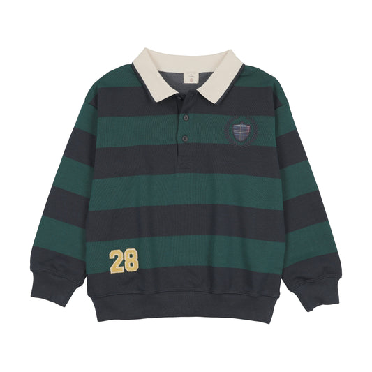 Fan Club Polo Sweatshirt- Varsity/Navy Green