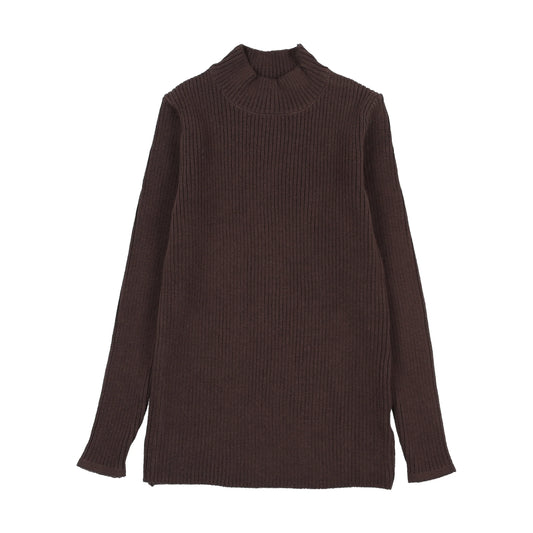 Knit Mockneck- Chocolate Brown