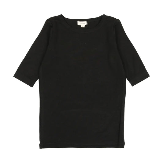 Bamboo Tee Three Quarter Sleeve- Black