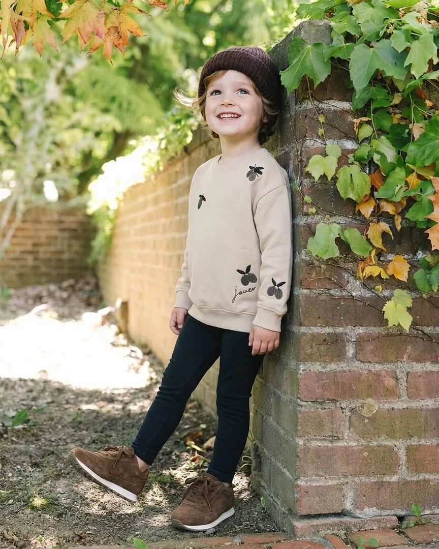Olive Patch Sweatshirt- Ecru