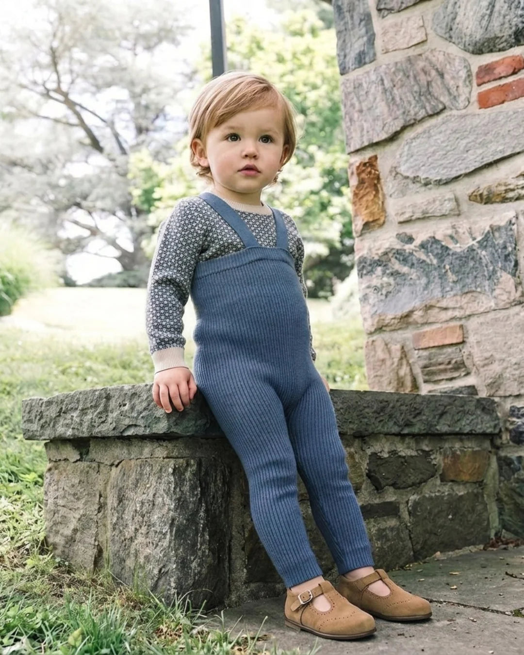 Heirloom Knits Boys Crew Neck- Dried Blue