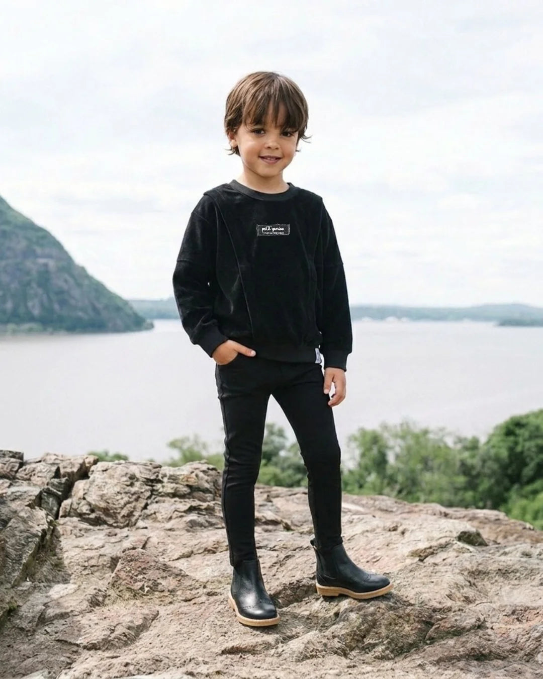 Black Velour Boys Sweatshirt
