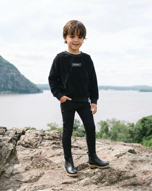Black Velour Boys Sweatshirt
