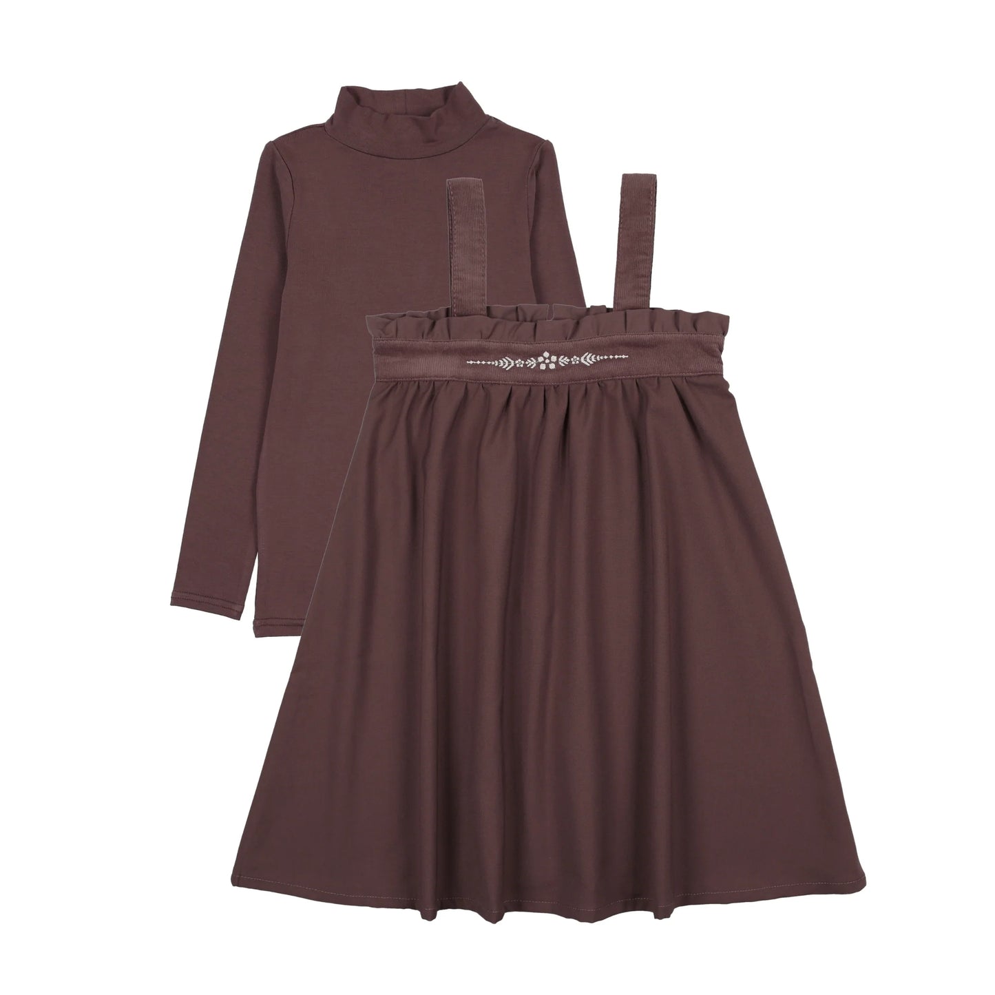 Embroidered Jumper Mockneck Set Lgirl- Vintage Purple