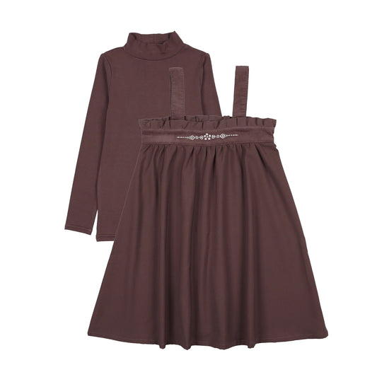 Embroidered Jumper Mockneck Set Lgirl- Vintage Purple