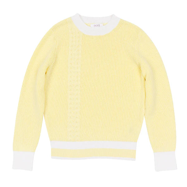 Pale Yellow Heath Cable LS Sweater