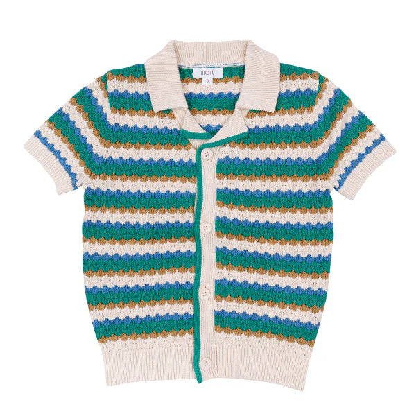 Green Multi Clay Button Polo