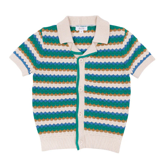 Green Multi Clay Button Polo