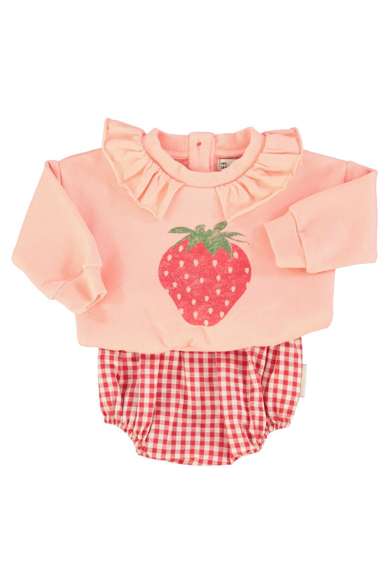 Light Pink Strawberry Print Baby Sweatshirt