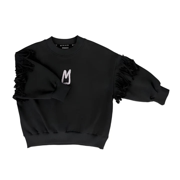 Black Fringe Sweatshirt