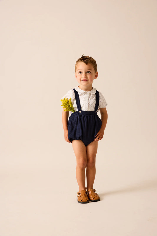 Linen Suspender Bloomers- Navy