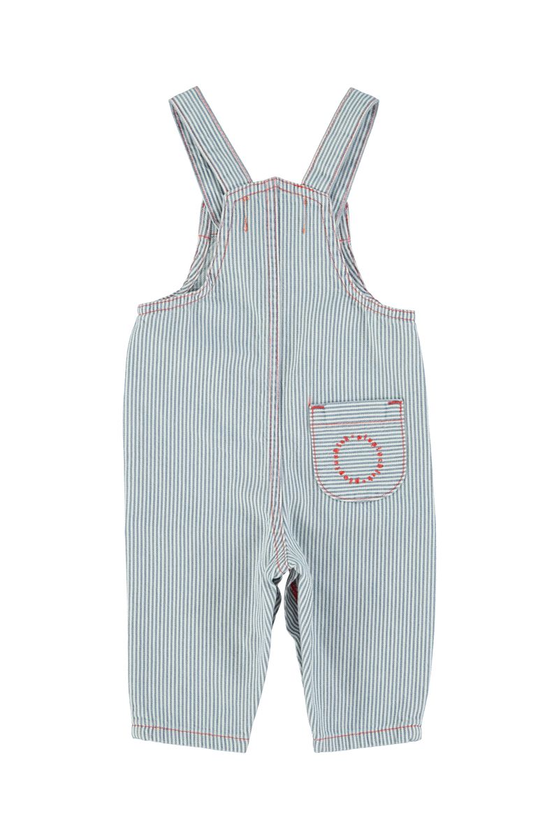 Baby Dungarees Ecru with Indigo Stripes