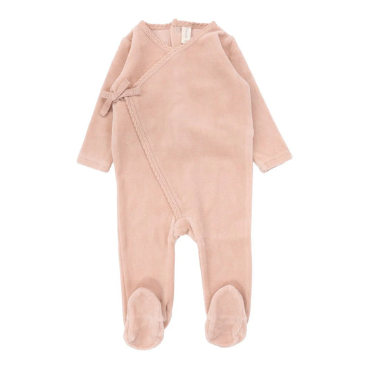 Velour Wrap Footie - Dusty Pink