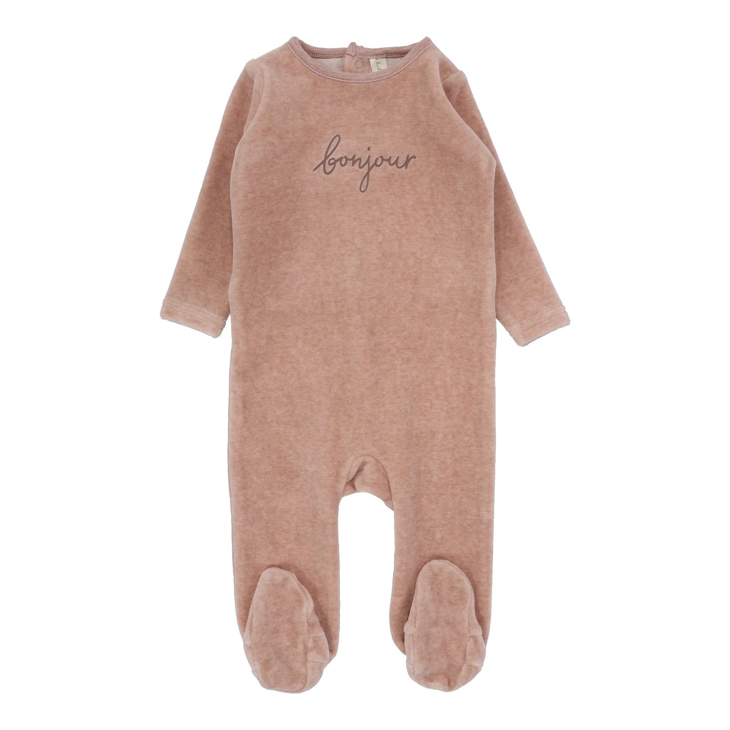 Velour Bonjour Footie - Heathered Pink