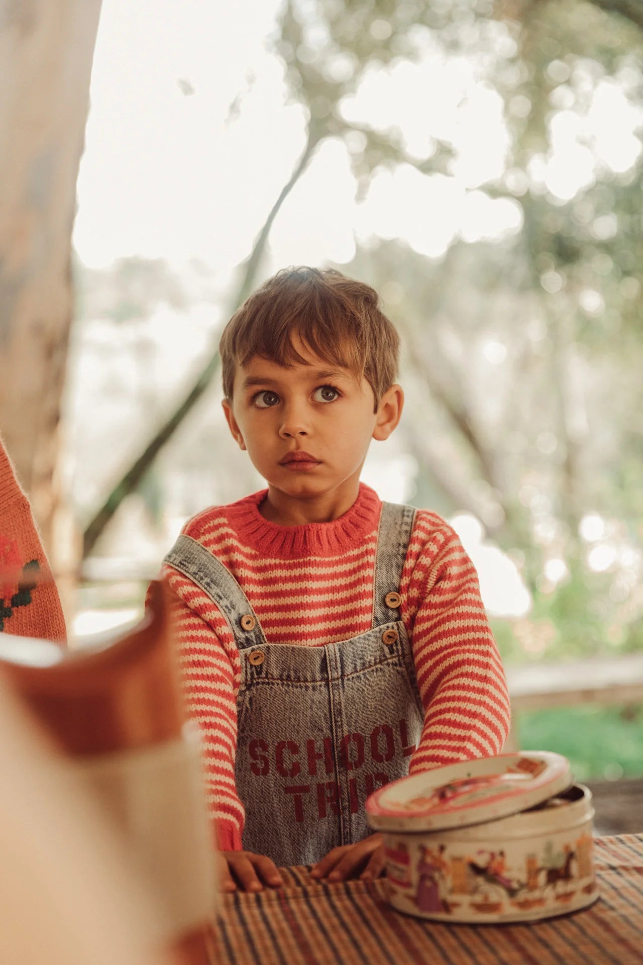 Dungarees Fadded Light Blue Denim w/ "school trip" Print
