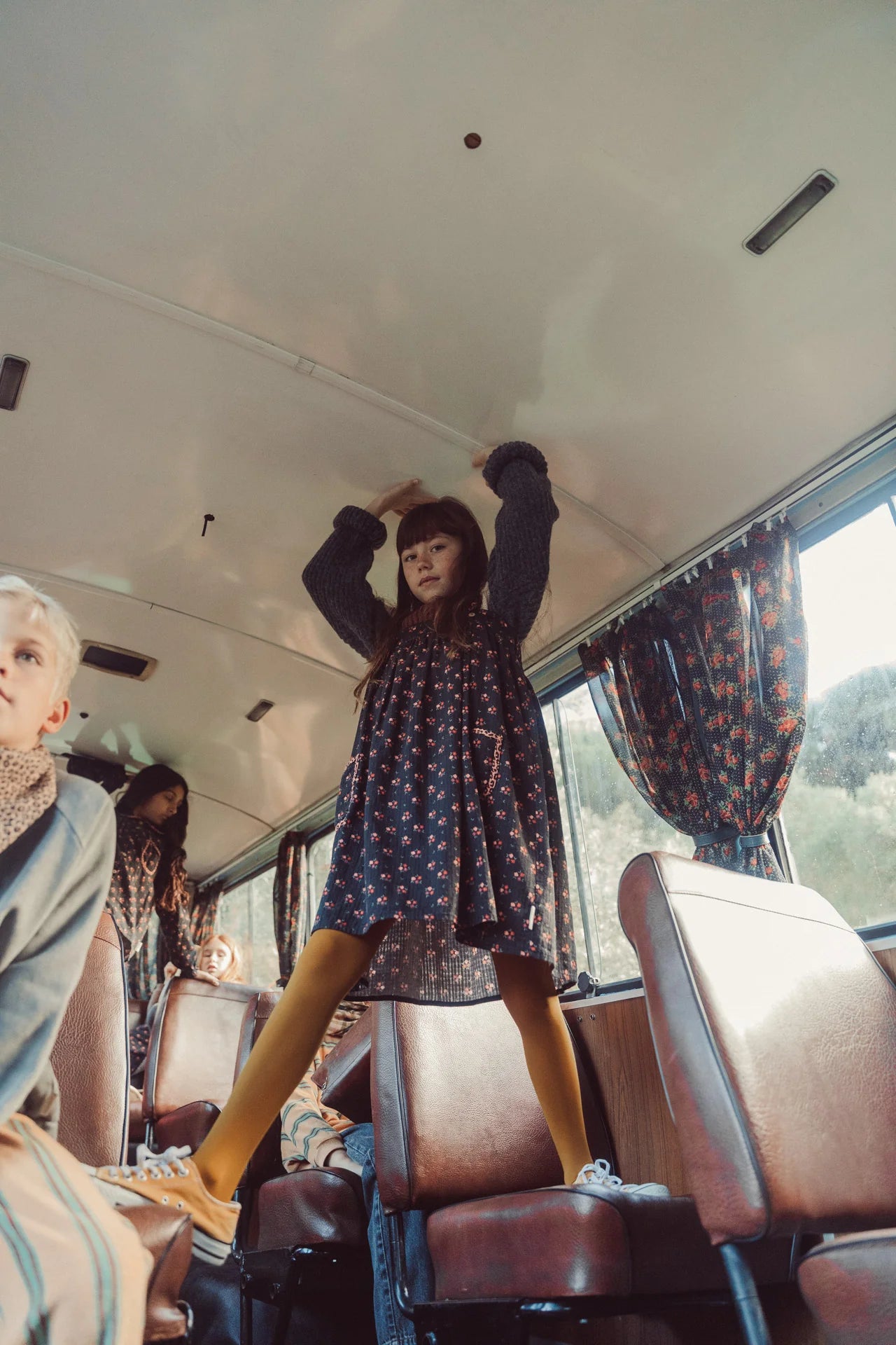 Short Dress Black with Flowers