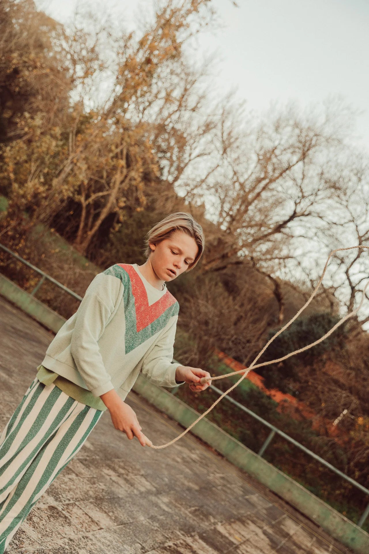 Sweatshirt Mint Green with Multicolor Triangle Print