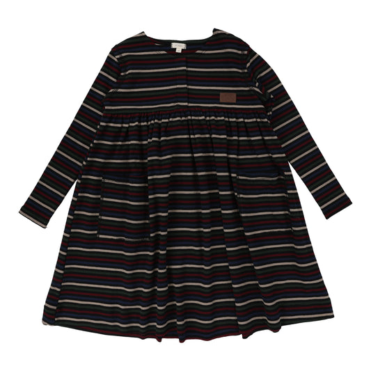 Ribbed Placket Dress - Black multicolor