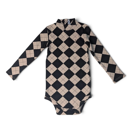 Argyle Mockneck Onesie - Black
