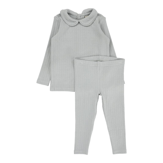 Fine Pointelle Collar Set - Light Blue