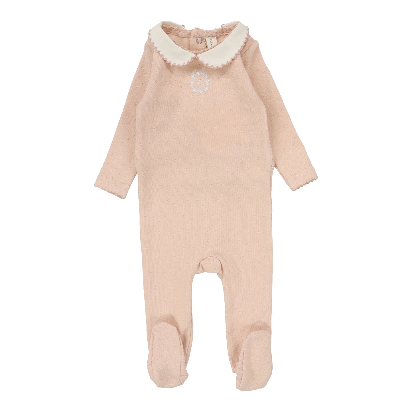 Emblem Embroidered Footie - Dusty Pink