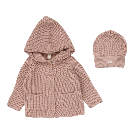 Chunky Cardigan Set - Dusty Pink