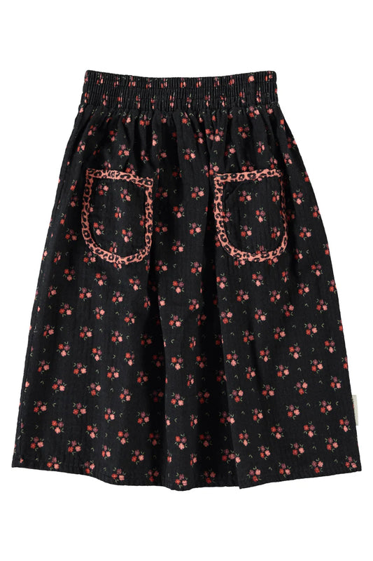 Long Skirt Black with Flowers