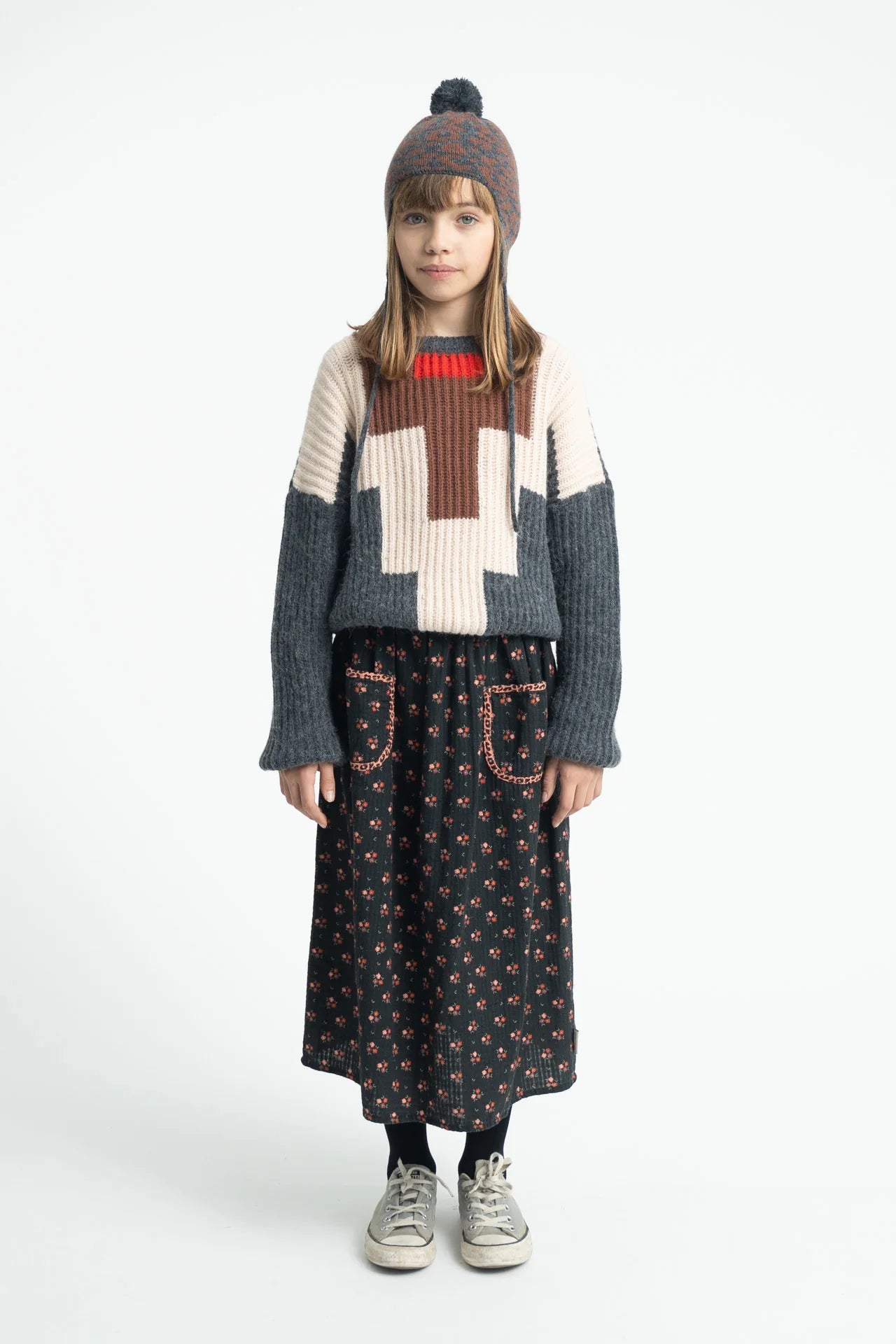 Long Skirt Black with Flowers